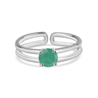 Natural Emerald Classic Solitaire Silver Ring