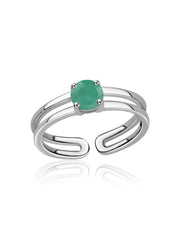 Emerald Classic Solitaire Silver Ring