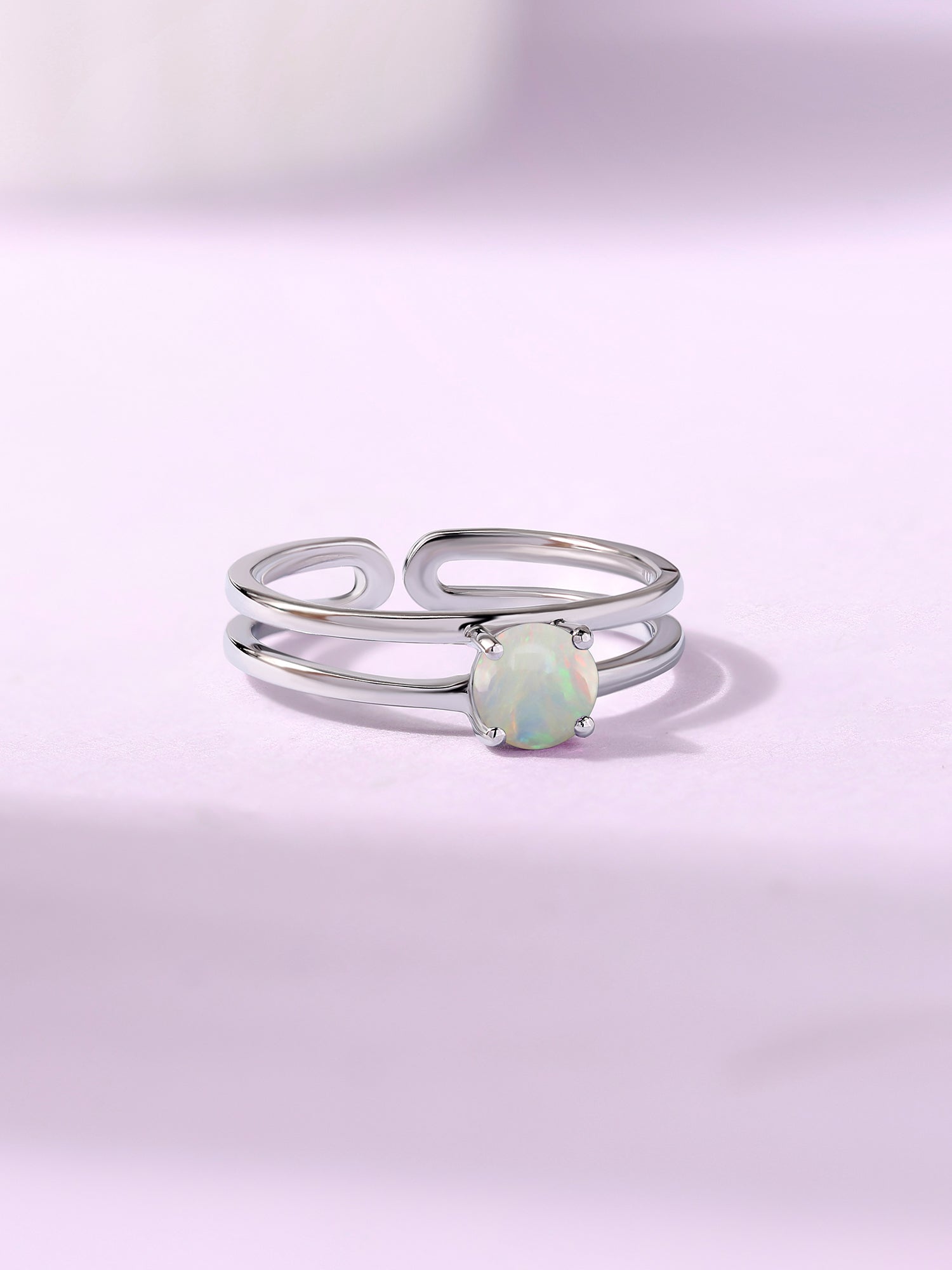 Natural Ethiopian Opal Classic Solitaire Silver Ring