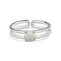 Natural Ethiopian Opal Classic Solitaire Silver Ring