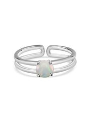 Natural Ethiopian Opal Classic Solitaire Silver Ring