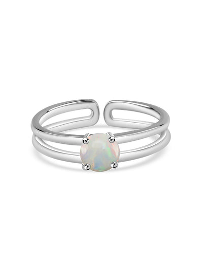 Natural Ethiopian Opal Classic Solitaire Silver Ring