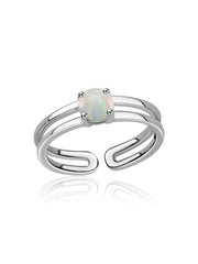 Natural Ethiopian Opal Classic Solitaire Silver Ring