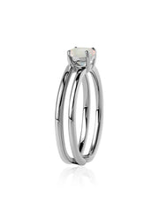 Natural Ethiopian Opal Classic Solitaire Silver Ring