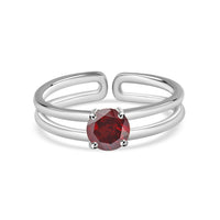 Natural Garnet Classic Solitaire Silver Ring