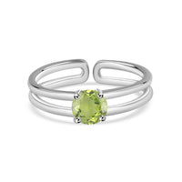 Peridot Classic Solitaire Silver Ring