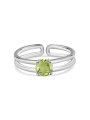 Peridot Classic Solitaire Silver Ring
