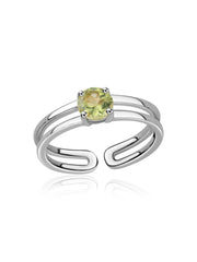 Peridot Classic Solitaire Silver Ring