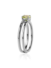 Peridot Classic Solitaire Silver Ring