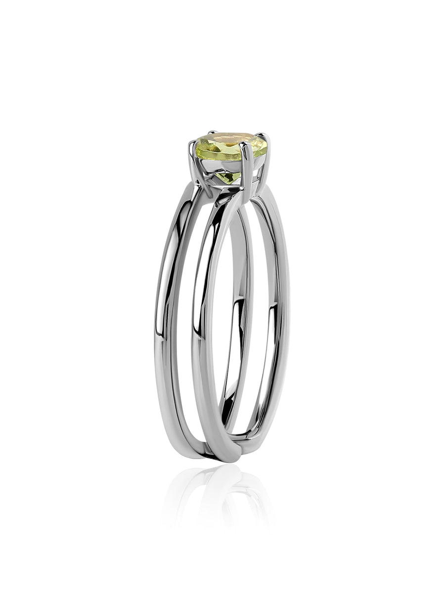 Peridot Classic Solitaire Silver Ring