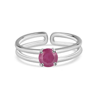 Natural Ruby Classic Solitaire Silver Ring