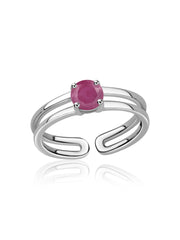 Natural Ruby Classic Solitaire Silver Ring