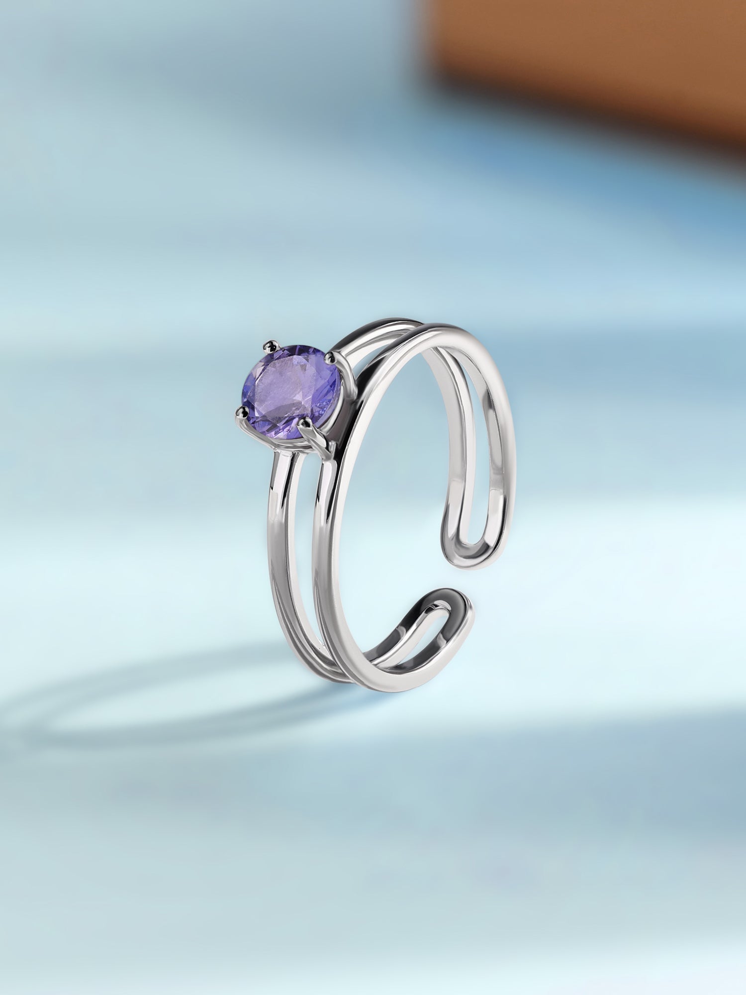 Natural Tanzanite Classic Solitaire Silver Ring