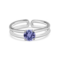 Natural Tanzanite Classic Solitaire Silver Ring