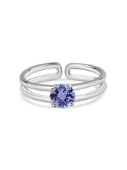 Natural Tanzanite Classic Solitaire Silver Ring