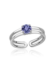 Natural Tanzanite Classic Solitaire Silver Ring