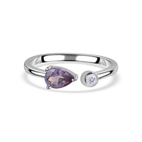 Natural Amethyst Open Wrap Silver Ring with Topaz Accent