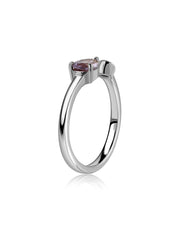 Amethyst Open Wrap Silver Ring with Topaz Accent