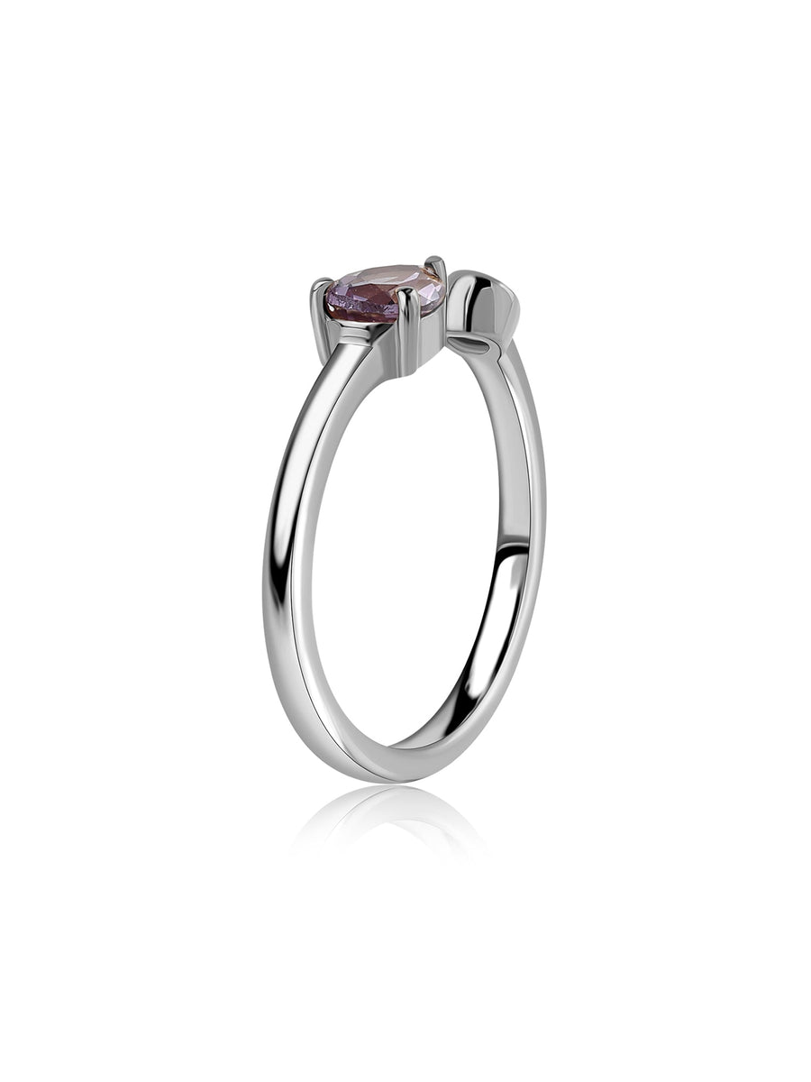 Amethyst Open Wrap Silver Ring with Topaz Accent