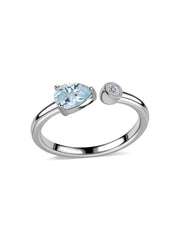 Aquamarine Open Wrap Silver Ring with Topaz Accent