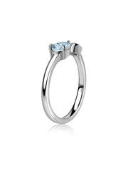 Aquamarine Open Wrap Silver Ring with Topaz Accent