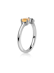 Citrine Open Wrap Silver Ring with Topaz Accent