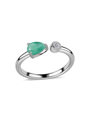 Emerald Open Wrap Silver Ring with Topaz Accent