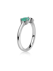 Emerald Open Wrap Silver Ring with Topaz Accent