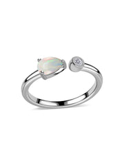 Ethiopian Opal Open Wrap Silver Ring with Topaz Accent