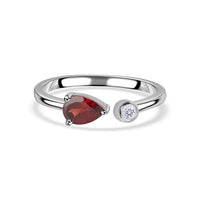 Natural Garnet Open Wrap Silver Ring with Topaz Accent
