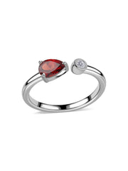 Garnet Open Wrap Silver Ring with Topaz Accent