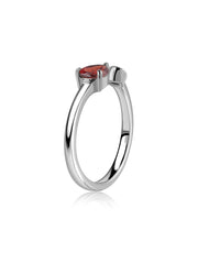 Garnet Open Wrap Silver Ring with Topaz Accent