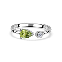 Natural Peridot Open Wrap Silver Ring with Topaz Accent