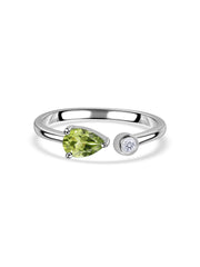 Peridot Open Wrap Silver Ring with Topaz Accent