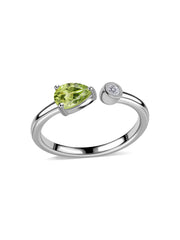 Peridot Open Wrap Silver Ring with Topaz Accent