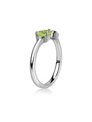 Peridot Open Wrap Silver Ring with Topaz Accent