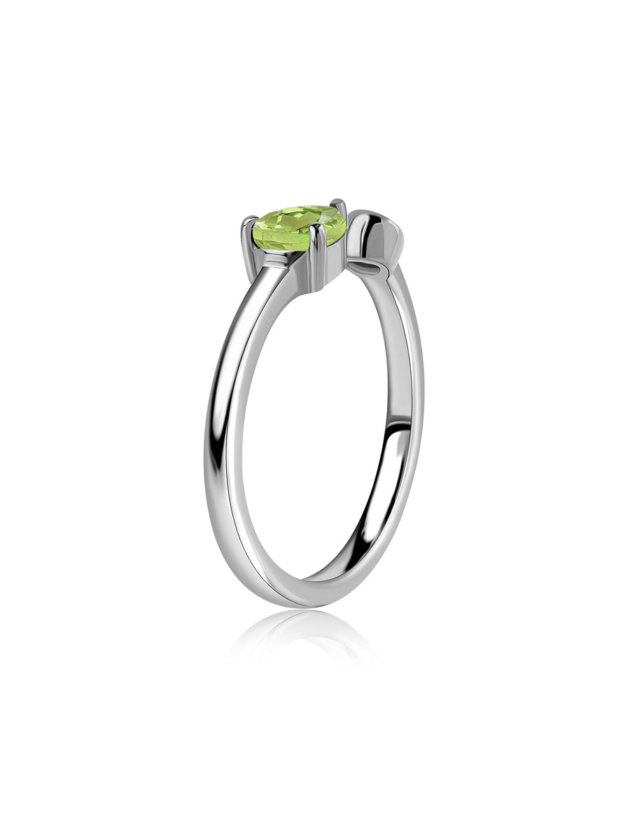 Peridot Open Wrap Silver Ring with Topaz Accent
