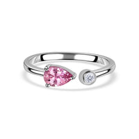 Natural Tourmaline Open Wrap Silver Ring with Topaz Accent