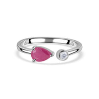 Natural Ruby Open Wrap Silver Ring with Topaz Accent