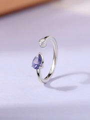 Tanzanite Open Wrap Silver Ring with Topaz Accent