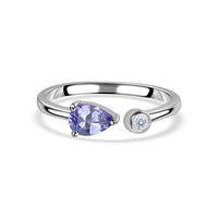 Natural Tanzanite Open Wrap Silver Ring with Topaz Accent