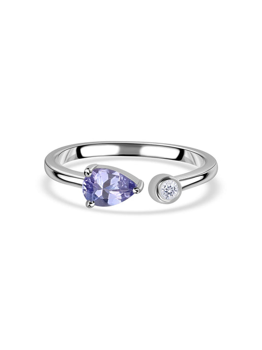 Tanzanite Open Wrap Silver Ring with Topaz Accent