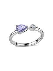 Tanzanite Open Wrap Silver Ring with Topaz Accent