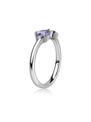 Tanzanite Open Wrap Silver Ring with Topaz Accent