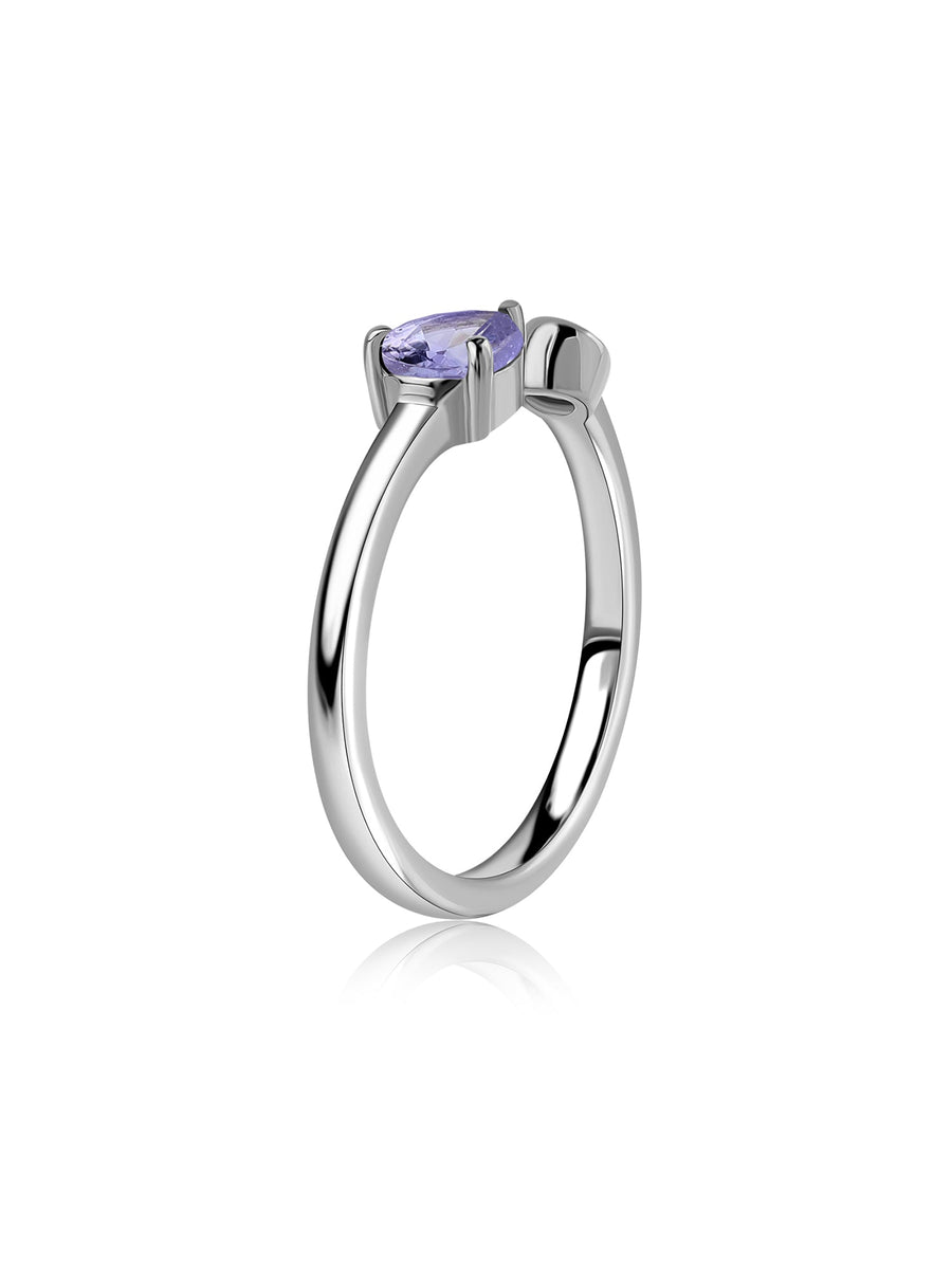 Tanzanite Open Wrap Silver Ring with Topaz Accent
