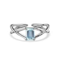 Natural Aquamarine Modern Octagon Silver Ring