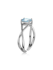 Aquamarine Modern Octagon Silver Ring