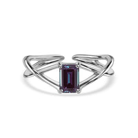 Alexandrite CZ Modern Octagon Silver Ring