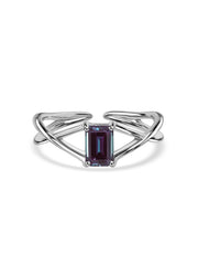 Alexandrite Modern Octagon Silver Ring