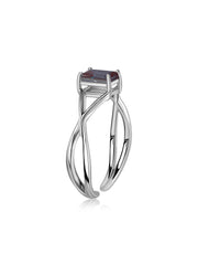 Alexandrite Modern Octagon Silver Ring